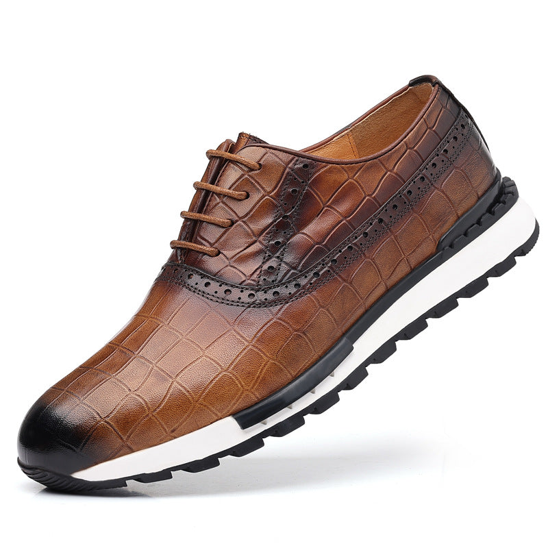 Chaussures décontractées à lacets pour hommes en cuir de veau, style britannique