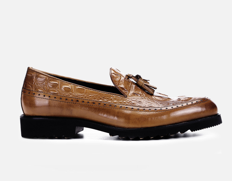 Chaussures habillées brogues en cuir pour homme, motif crocodile