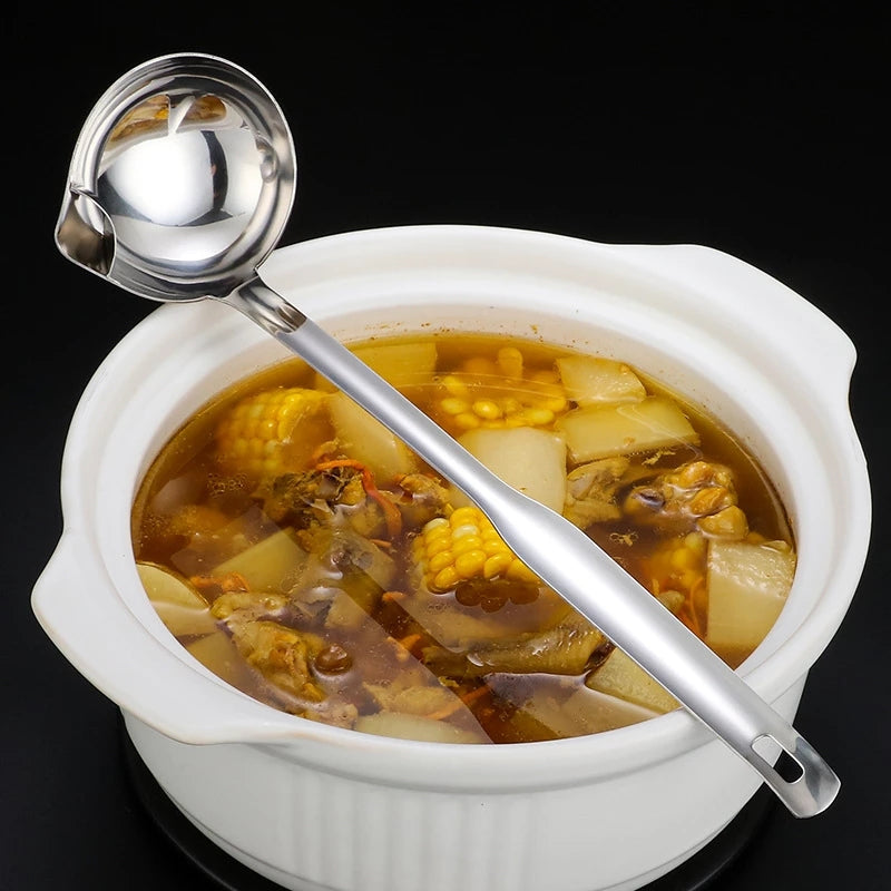 Cuillère séparatrice d'huile à soupe en acier inoxydable