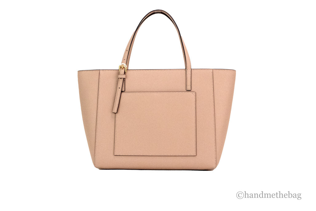 Sac cabas Tory Burch Emerson petit modèle en cuir clair couleur reine-des-prés