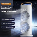 Ventilateur de refroidissement par pulvérisation rechargeable USB à double tête et trois trous