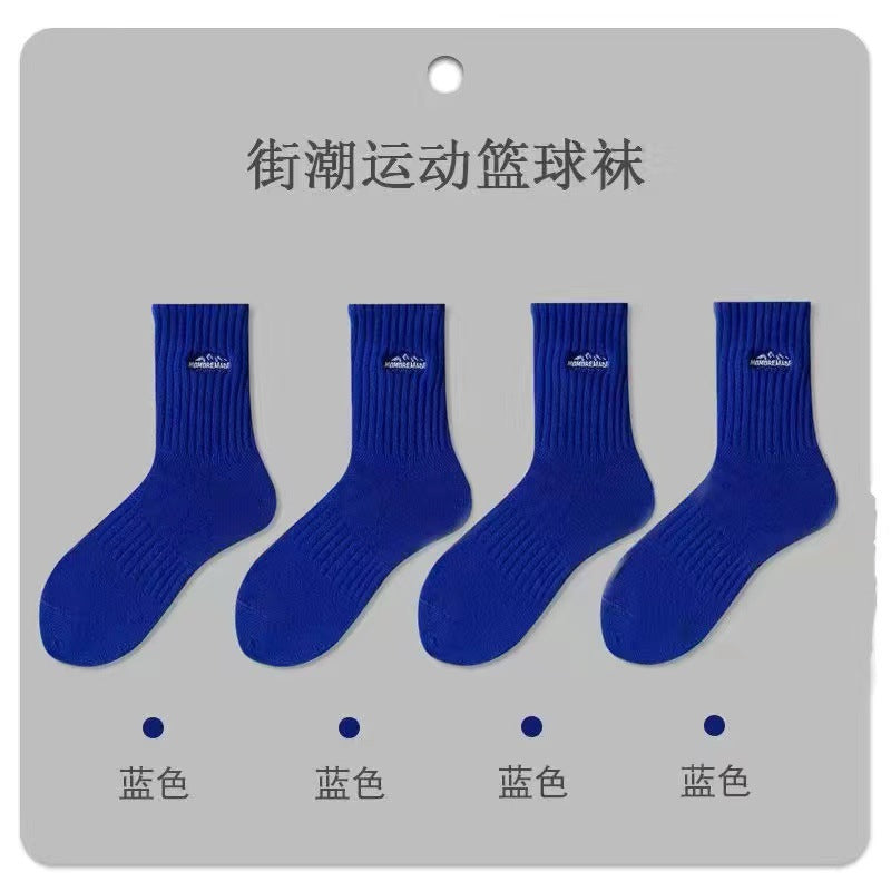 Chaussettes de sport épaisses en coton pour hommes, idéales pour l'automne et l'hiver.