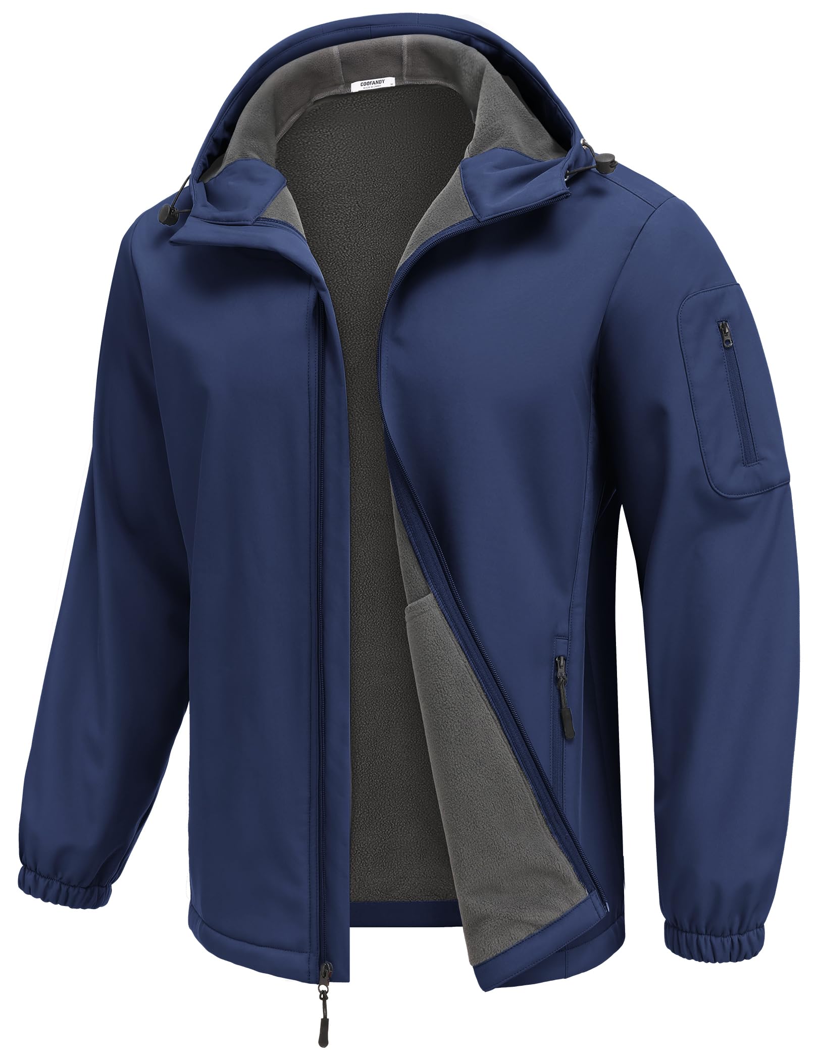 COOFANDY Veste coupe-vent softshell à capuche doublée polaire pour homme, imperméable et coupe-vent, idéale pour l'hiver.
