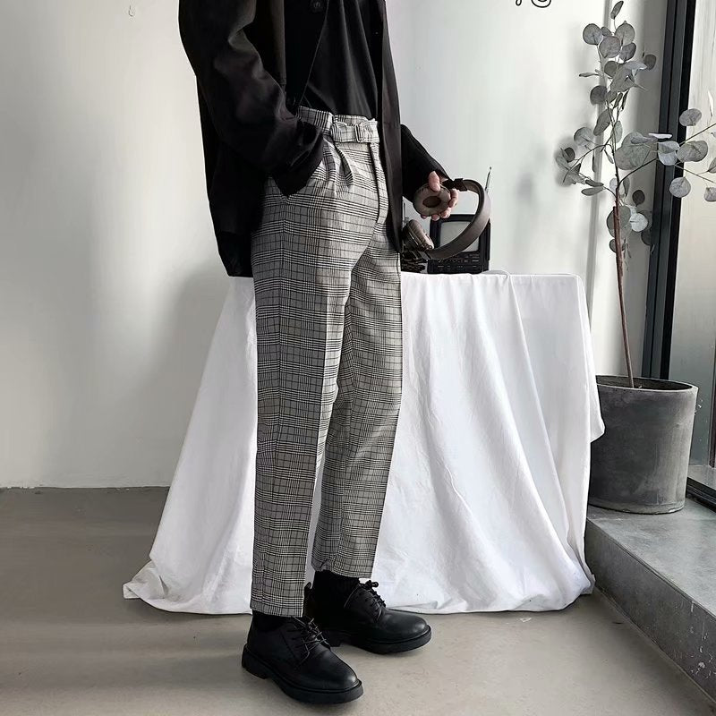 Pantalon décontracté à carreaux style britannique rétro automne 2020