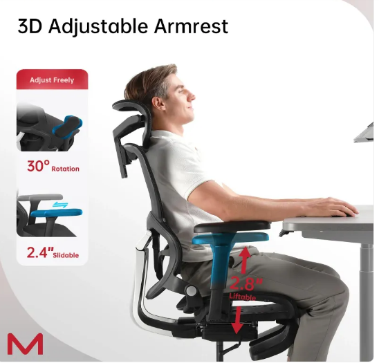 Chaise de bureau ergonomique avec repose-pieds