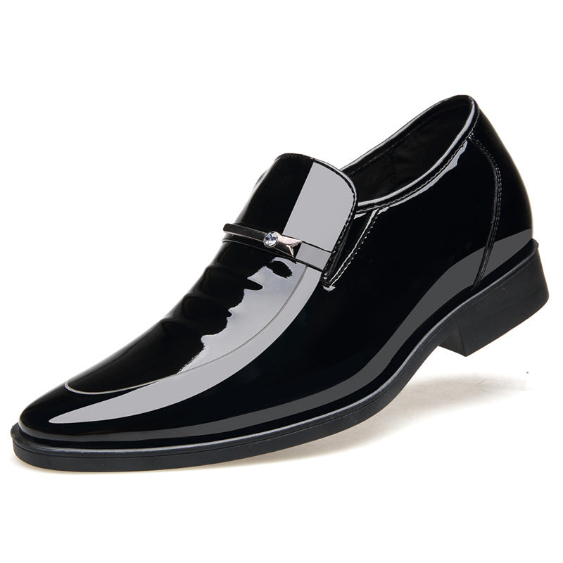 Chaussures pour hommes en cuir brillant avec rehausseur invisible