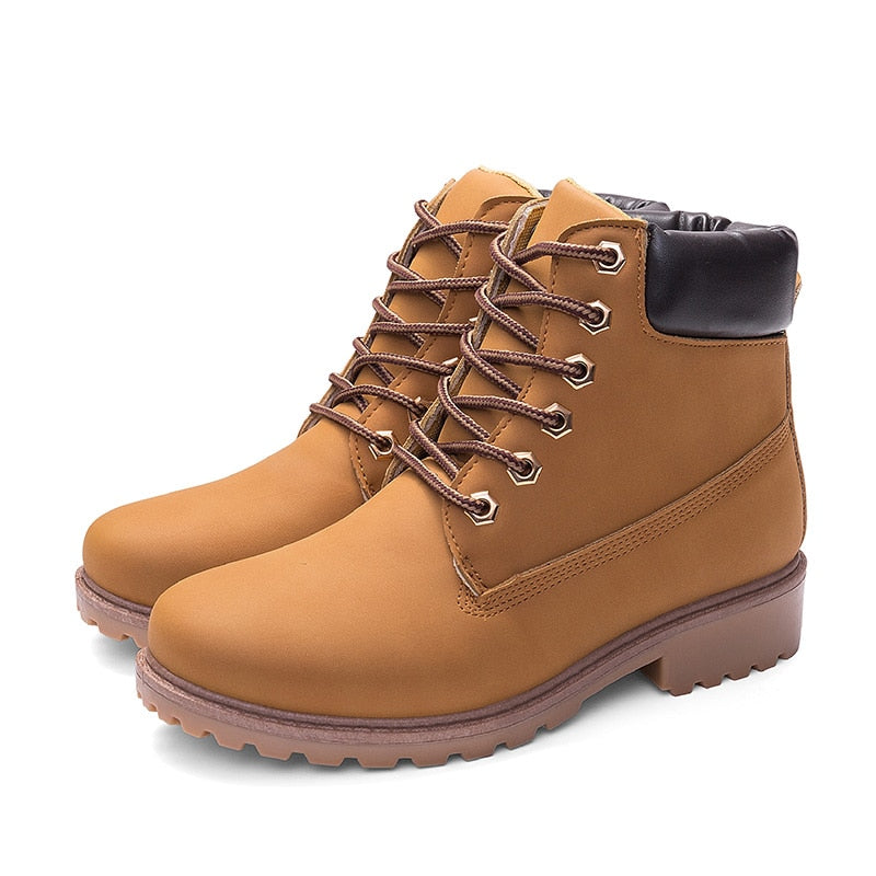 Bottines Martin roses en cuir PU pour femmes, chaussures plates à la cheville