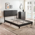 Cadre de lit plateforme rembourré Queen size, montage facile, noir, PU