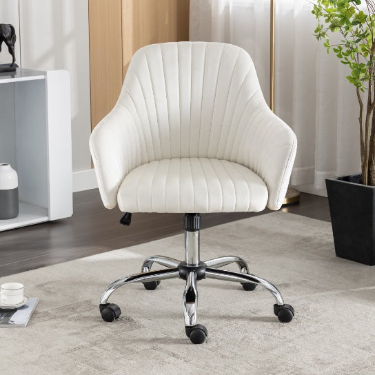 Fauteuil d'appoint moderne pour bureau à domicile, fauteuil de loisirs avec hauteur réglable en velours et roulettes réglables