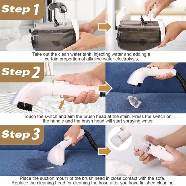 Nettoyeur de tapis professionnel, détachant pour tapis, canapés et tissus d'ameublement, shampouineuse à aspiration puissante de 14 kPa avec nettoyage en profondeur, capacité de 2 litres, détachant pour voiture, taches d'animaux, meubles, M610