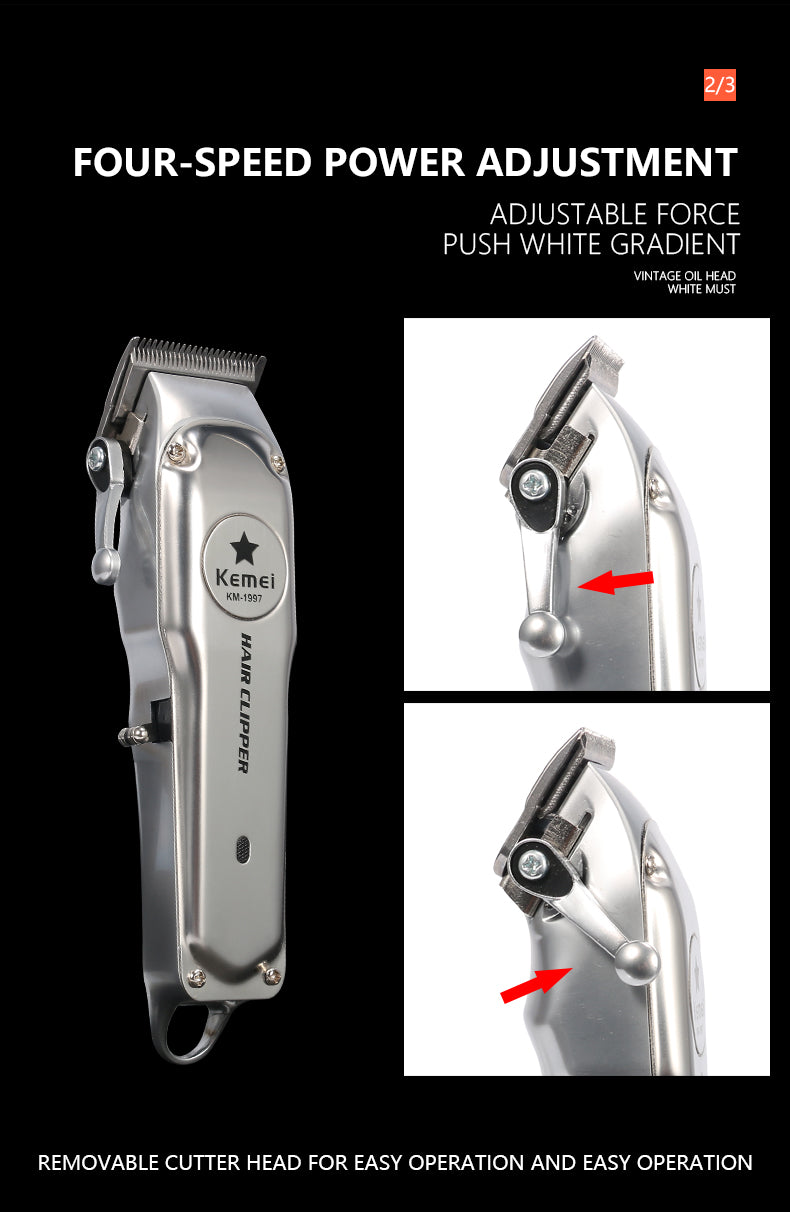 Tondeuse à cheveux électrique rechargeable Kemei pour hommes