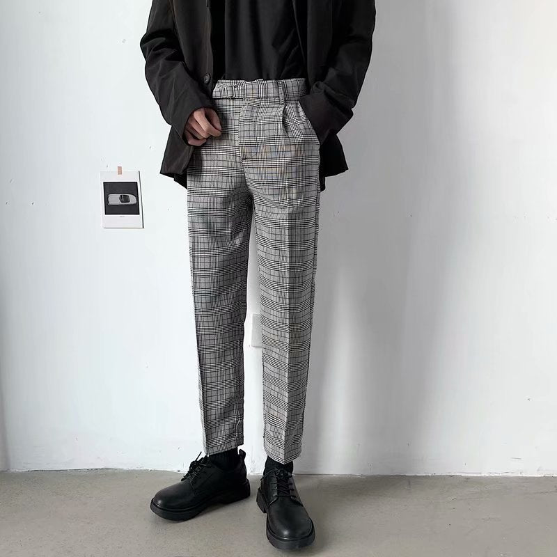 Pantalon décontracté à carreaux style britannique rétro automne 2020
