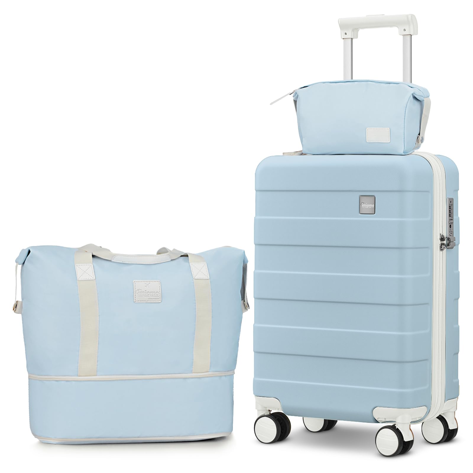 Valise cabine imiomo 22x14x9, approuvée par les compagnies aériennes, coque rigide de 20 pouces avec roulettes multidirectionnelles, légère et équipée d'une serrure TSA (bleue, 20 pouces)