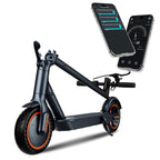 Trottinette électrique 500 W, autonomie de 29 à 34 km, vitesse de 32 km/h, pneus pleins de 21,6 cm, pliable, idéale pour les trajets quotidiens. Application, régulateur de vitesse, feux avant et arrière, double système de freinage.