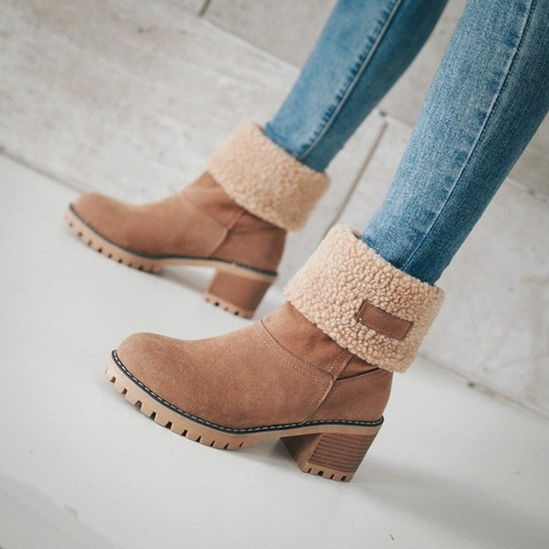Bottes de neige pour femmes, doublées en polaire thermique, à la cheville