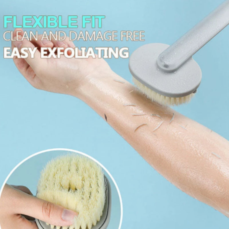 Brosse de bain liquide à long manche pour massage exfoliant