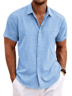 T-shirt ample à manches courtes en lin uni pour homme