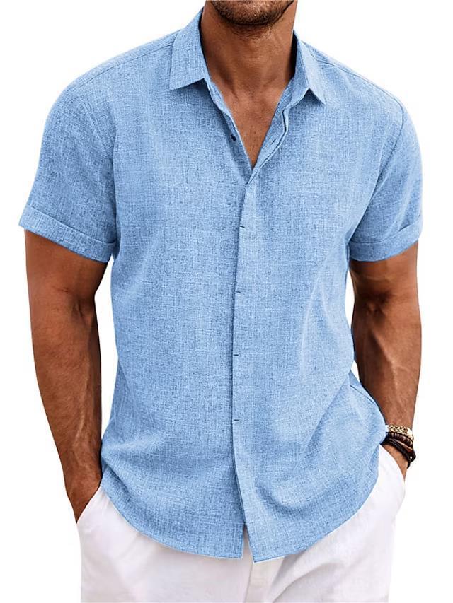 T-shirt ample à manches courtes en lin uni pour homme