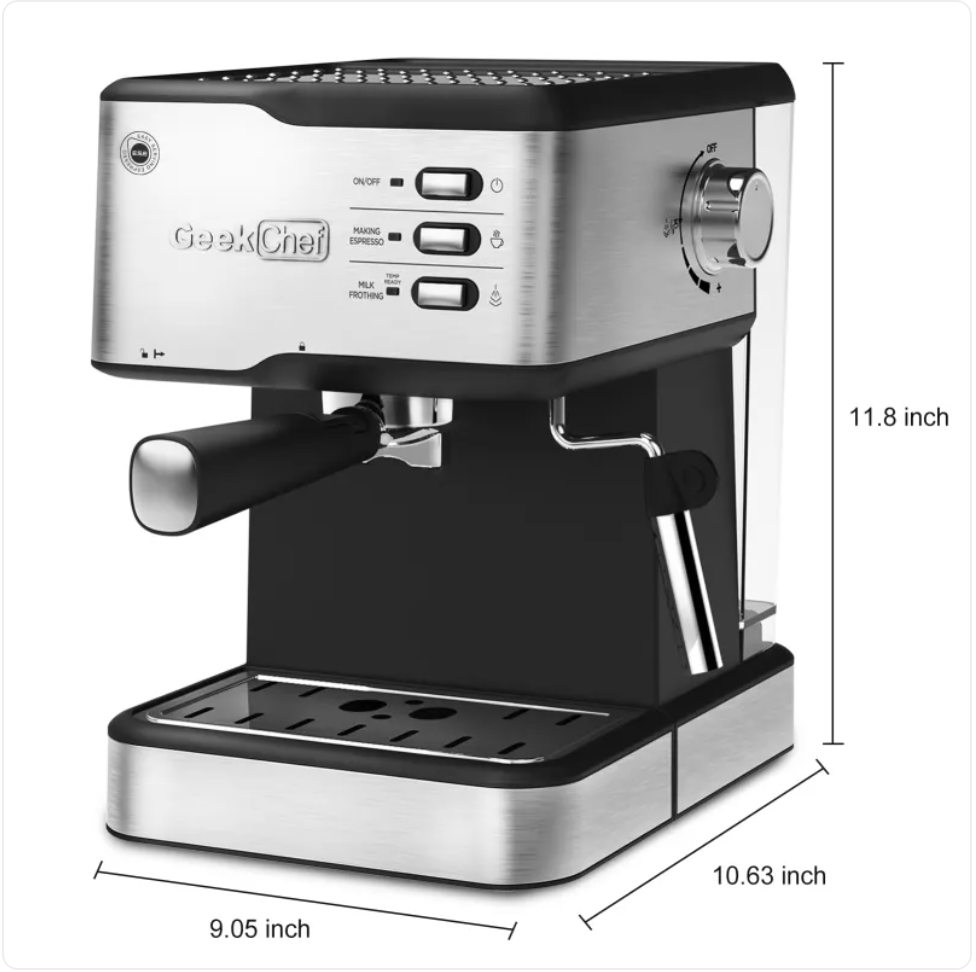 Machine à expresso Geek Chef 20 bars avec mousseur à lait