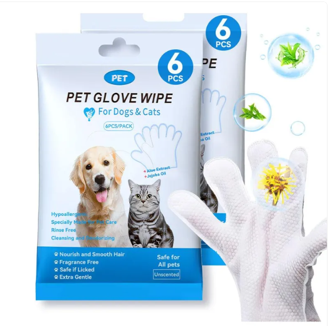 Gants et lingettes de nettoyage pour animaux