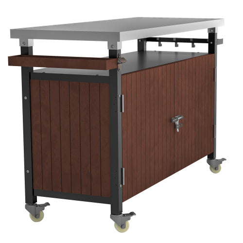 Chariot de barbecue d'extérieur avec plateau en acier inoxydable