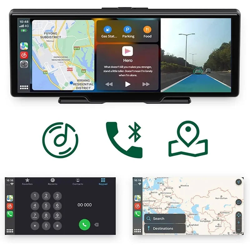 Système de navigation GPS pour voiture avec double caméra et écran tactile CarPlay