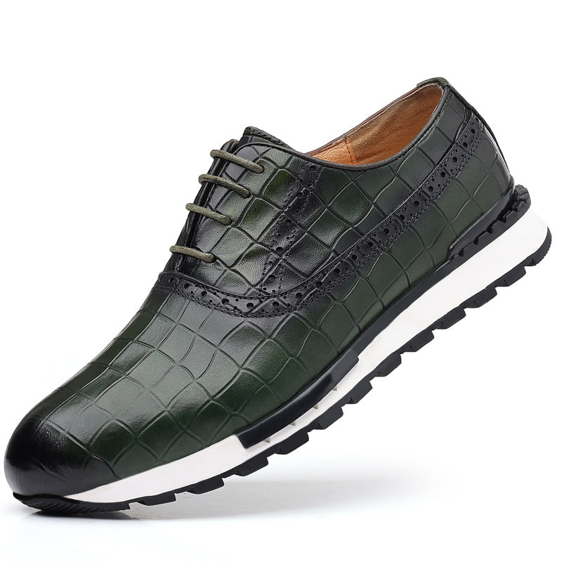 Chaussures décontractées à lacets pour hommes en cuir de veau, style britannique