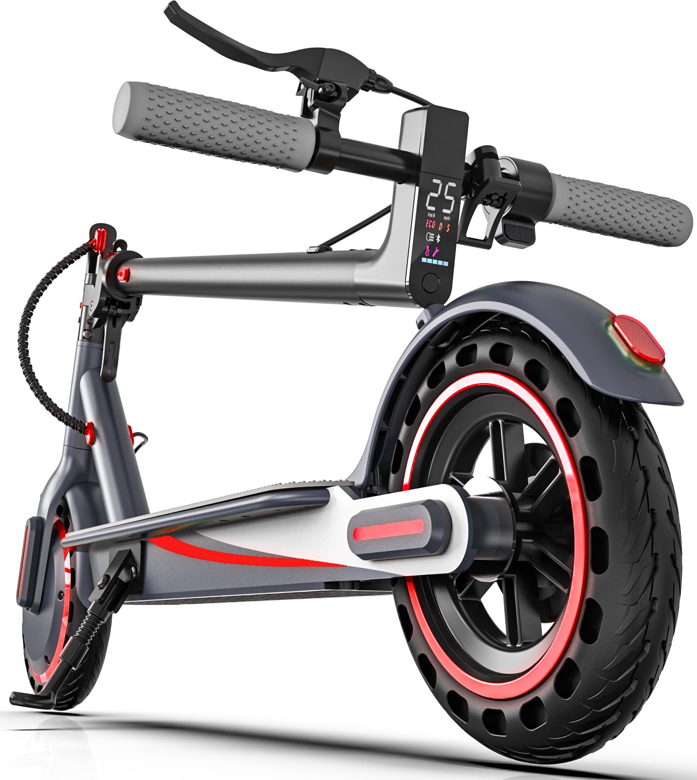 Trottinette électrique pliable pour adultes, autonomie de 30 à 20 km, vitesse de 30 à 25 km/h, pneus alvéolés de 21,6 cm, double système de freinage, idéale pour les trajets domicile-travail.