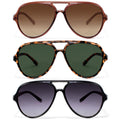 Lunettes de soleil de lecture bifocales rétro aviateur EYEGUARD (lot de 3) pour femmes et hommes, protection UV400, forme carrée classique, verres 2,50.