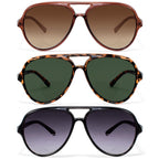 Lunettes de soleil de lecture bifocales rétro aviateur EYEGUARD (lot de 3) pour femmes et hommes, protection UV400, forme carrée classique, verres 2,50.