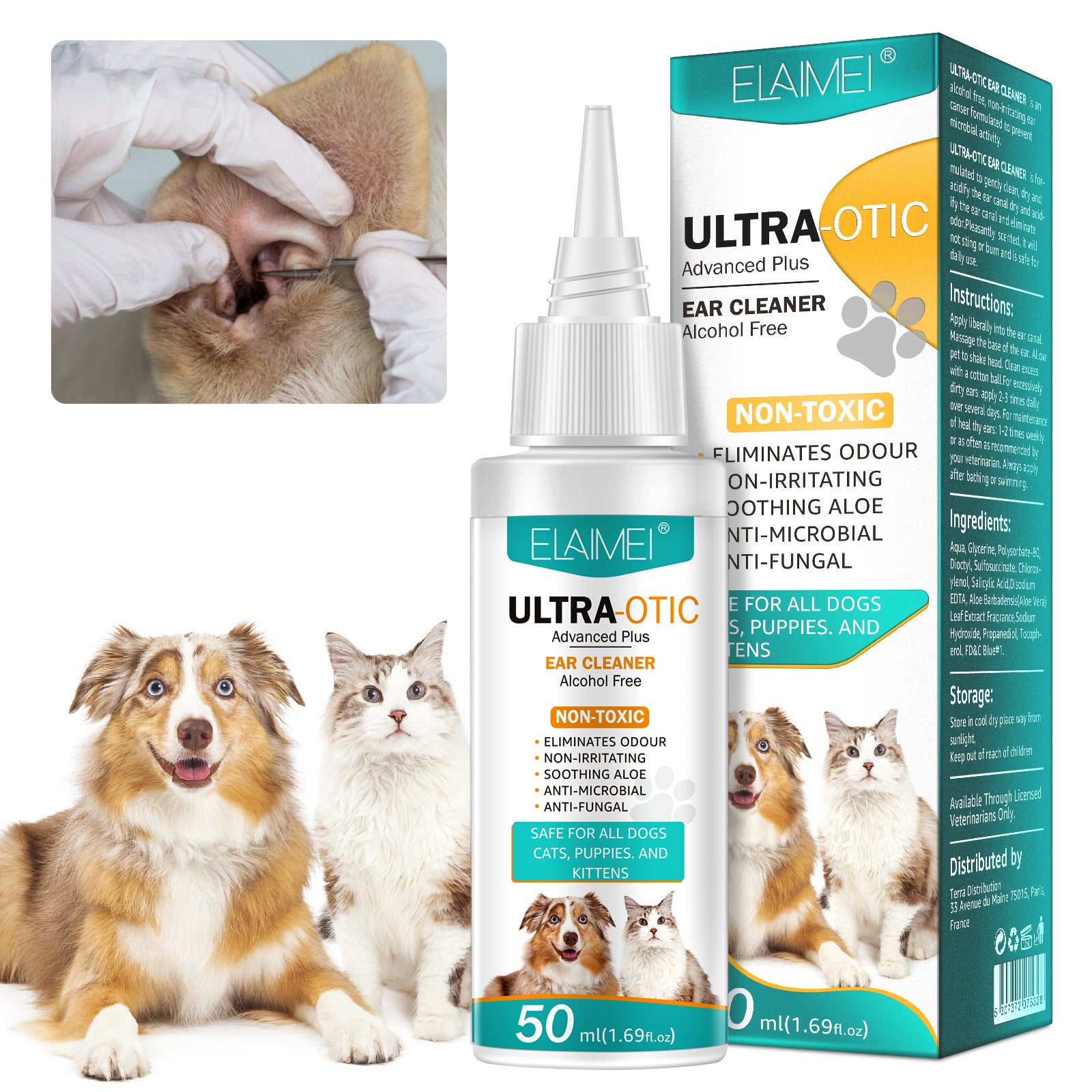 Nettoyant auriculaire pour animaux 50 ml