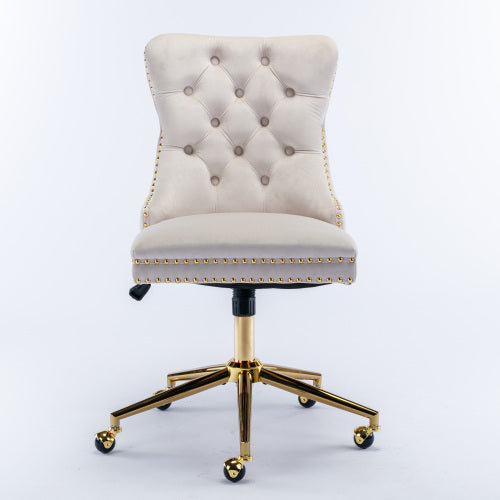 Fauteuil de bureau capitonné en velours, fauteuil de bureau pivotant et réglable