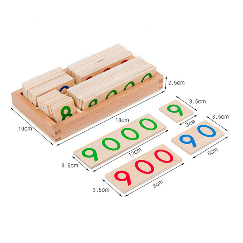 Cartes Numériques en Bois Montessori 1-9999 pour Enfants