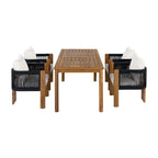 Ensemble de salle à manger d'extérieur de luxe 5 pièces pour 4 personnes, en bois d'acacia massif