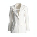 Veste de tailleur patchwork coupe slim tendance pour femme