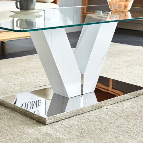 LuxeGlass™ – Table basse moderne et minimaliste avec plateau en verre trempé &