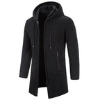 Gilet cardigan à capuche en velours tricoté pour homme