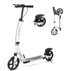 Trottinette Nattork pour adultes et adolescents - Trottinette pliable à hauteur réglable avec grandes roues robustes pour une conduite fluide - Trottinette légère pour adultes avec frein à main et suspension - Blanche