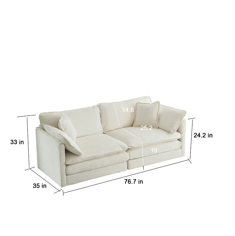 Canapé double moderne en tissu avec 4 coussins