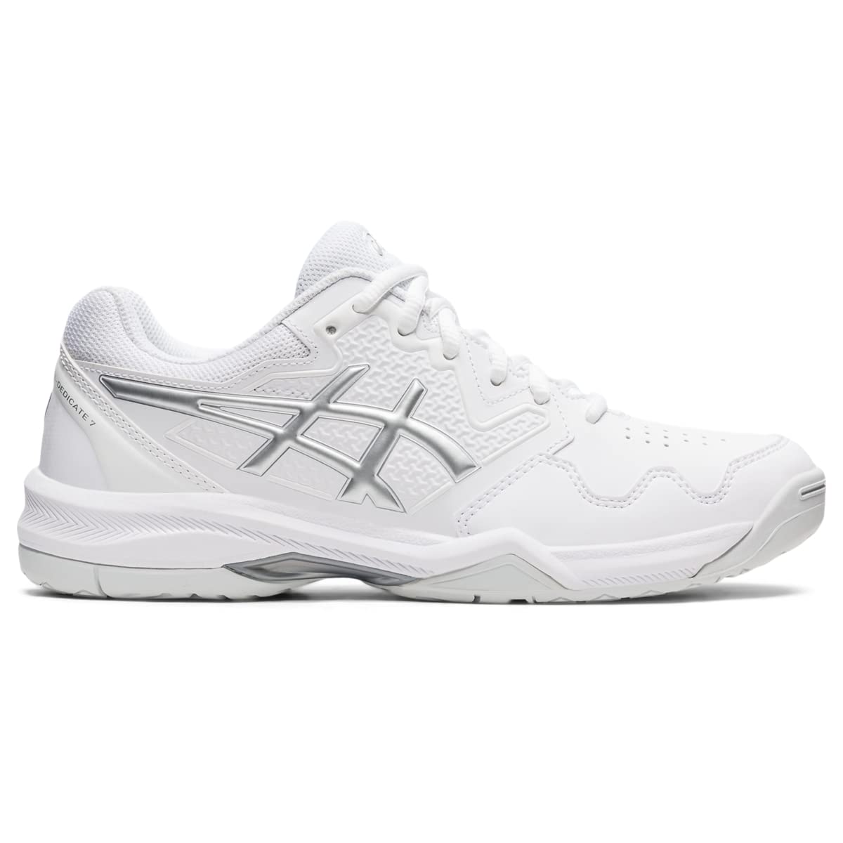 Chaussures de tennis ASICS Gel-Dedicate 7 pour femme, pointure 9,5, blanc/argent pur