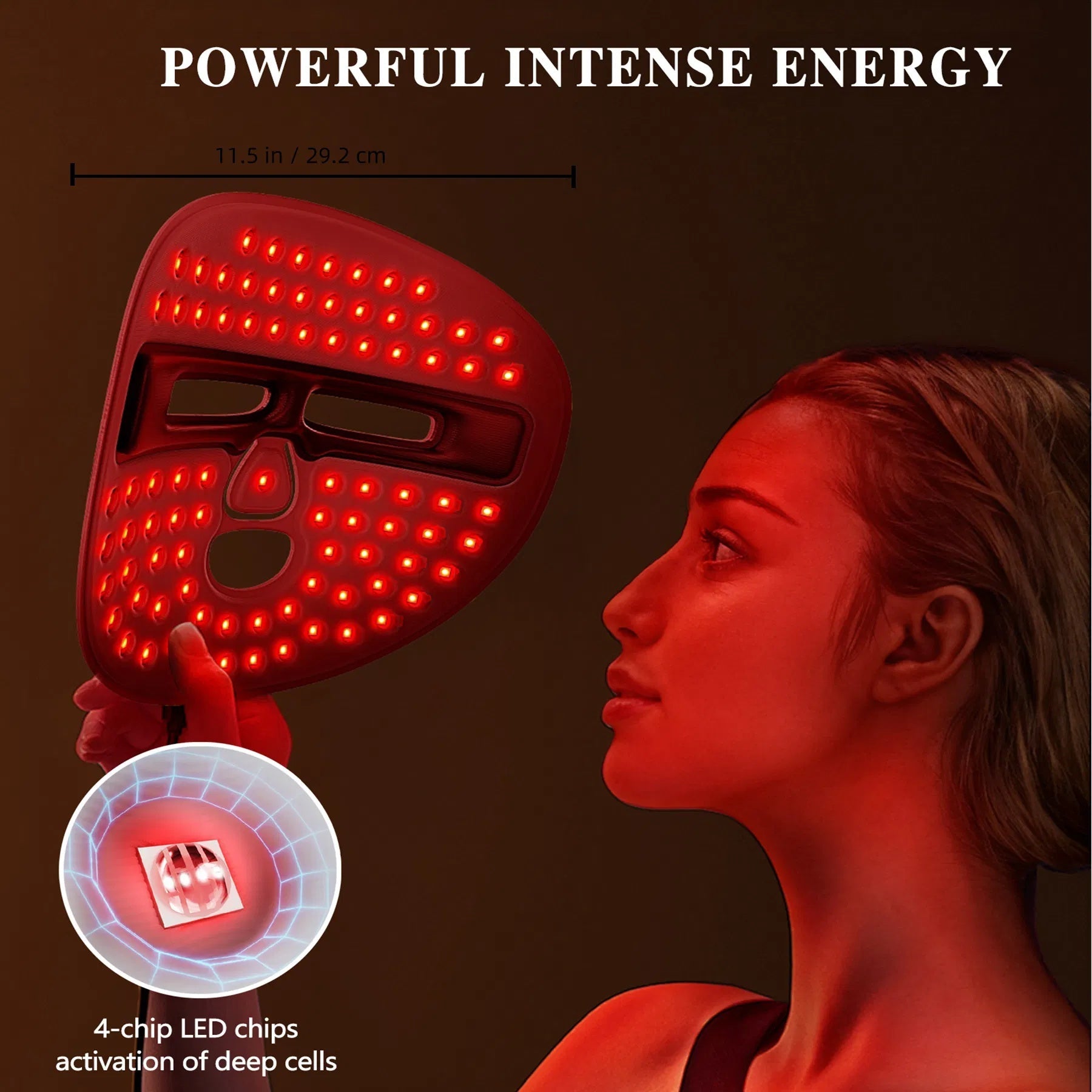 Masque facial LED, outil de soin du visage, masque de luminothérapie rouge pour le visage, pour les soins de la peau à domicile et en voyage.