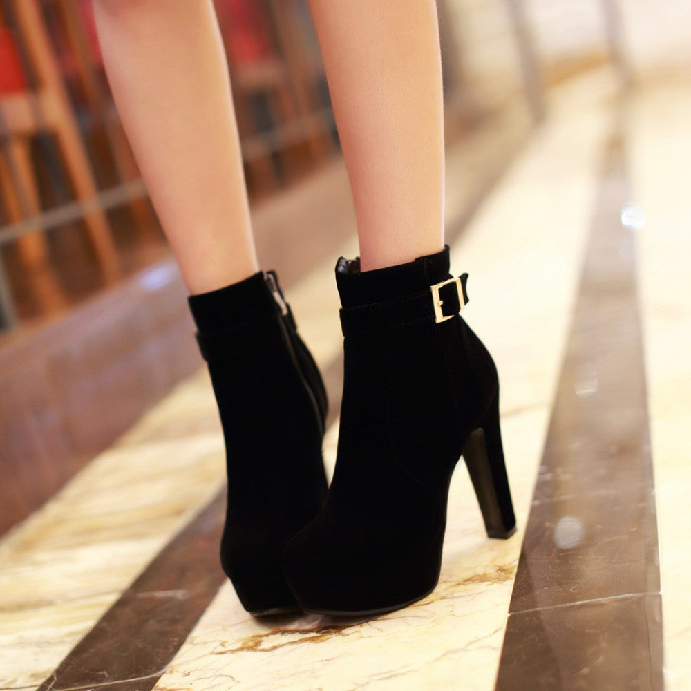 Bottes Martin à talons épais pour femmes, automne-hiver