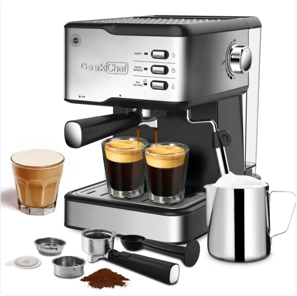 Machine à expresso Geek Chef 20 bars avec mousseur à lait