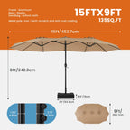 Parasol de terrasse extérieur de 4,5 m (15 pi)