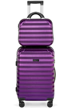 Valise cabine Feybaul 22 x 14 x 9 pouces, homologuée par les compagnies aériennes, en PC+ABS avec serrure TSA, coque rigide et roulettes multidirectionnelles, couleur violette.