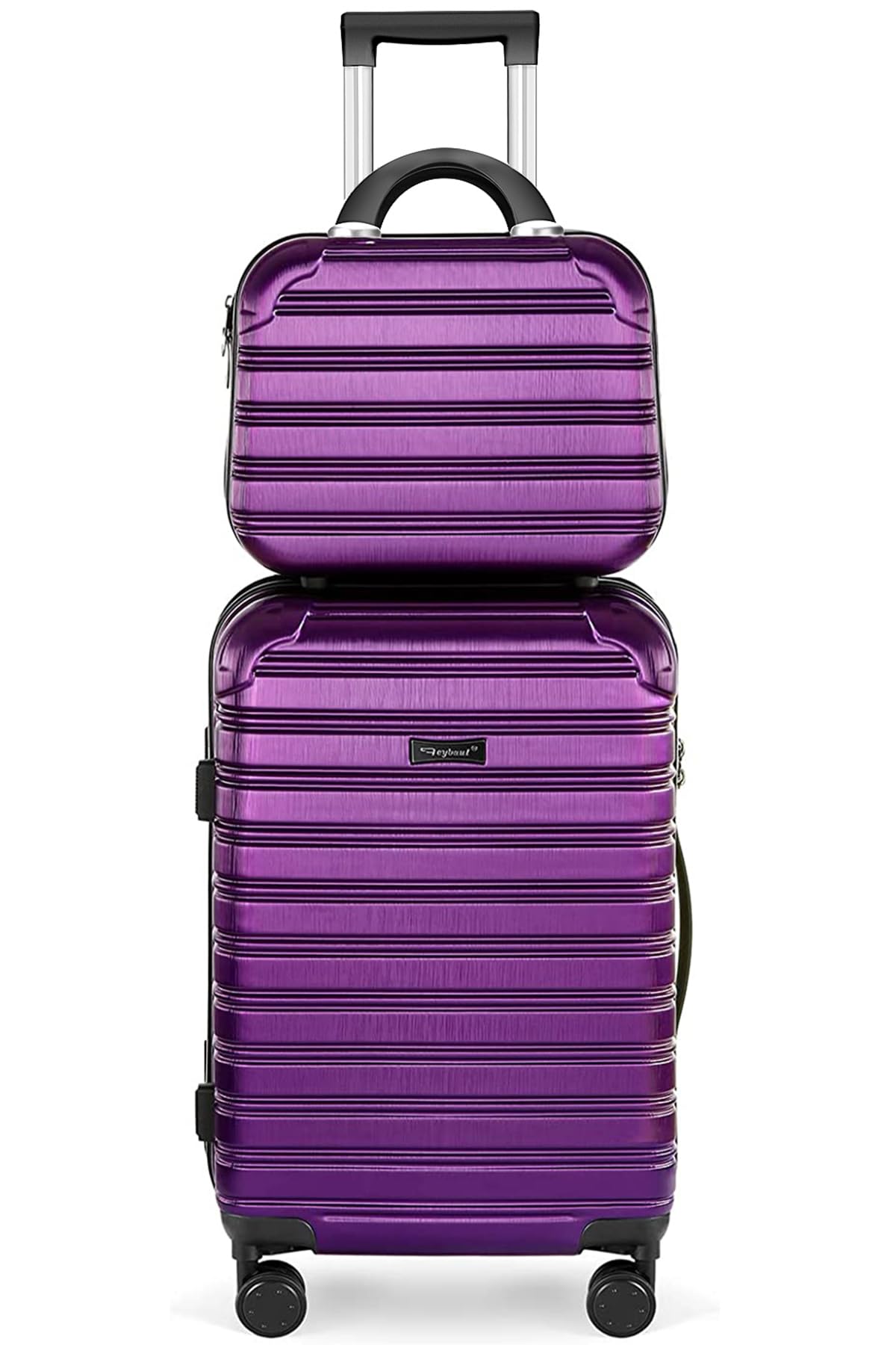 Valise cabine Feybaul 22 x 14 x 9 pouces, homologuée par les compagnies aériennes, en PC+ABS avec serrure TSA, coque rigide et roulettes multidirectionnelles, couleur violette.