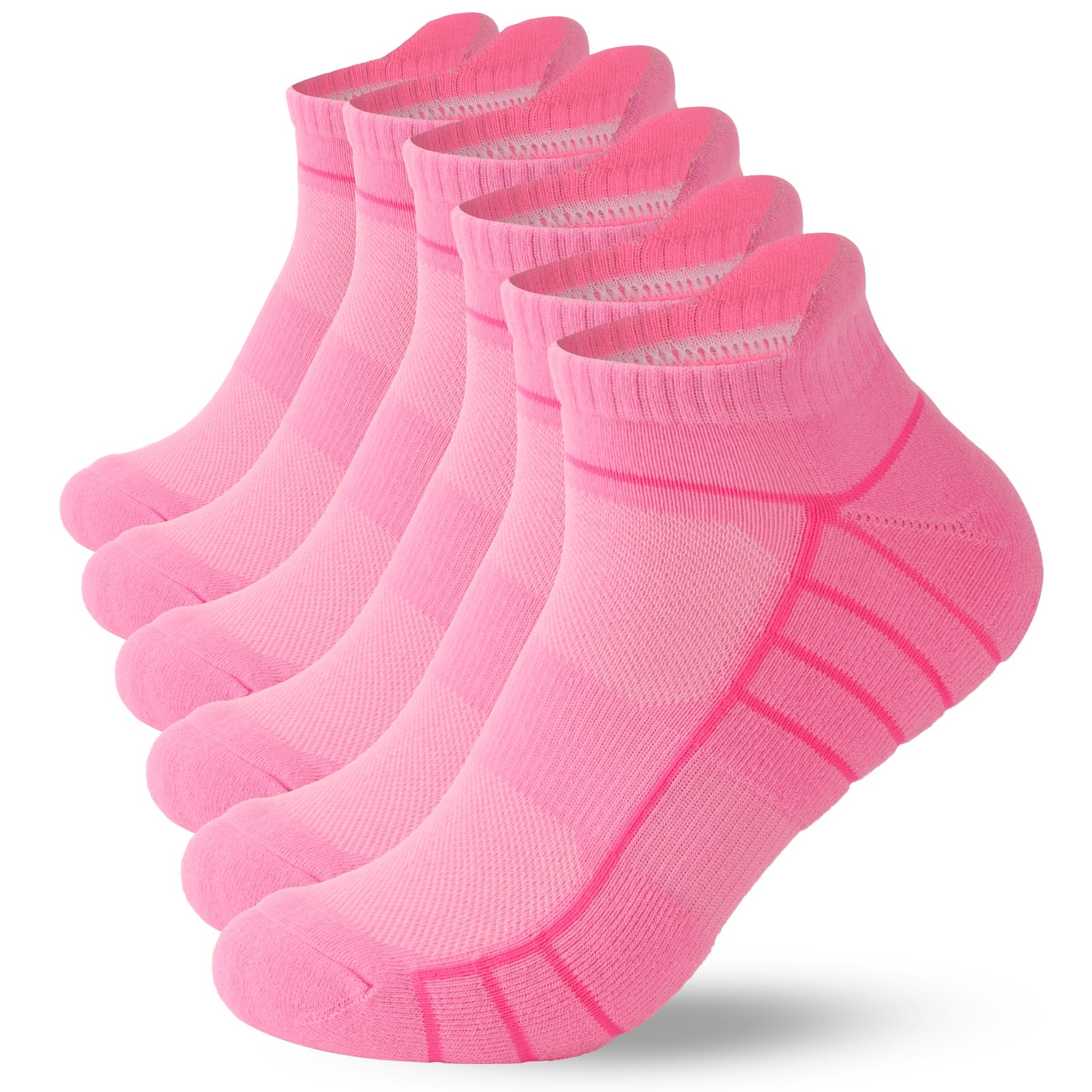 Chaussettes de course Dingcooler, lot de 6 paires, basses, rembourrées, anti-ampoules, chaussettes de sport montantes pour hommes et femmes
