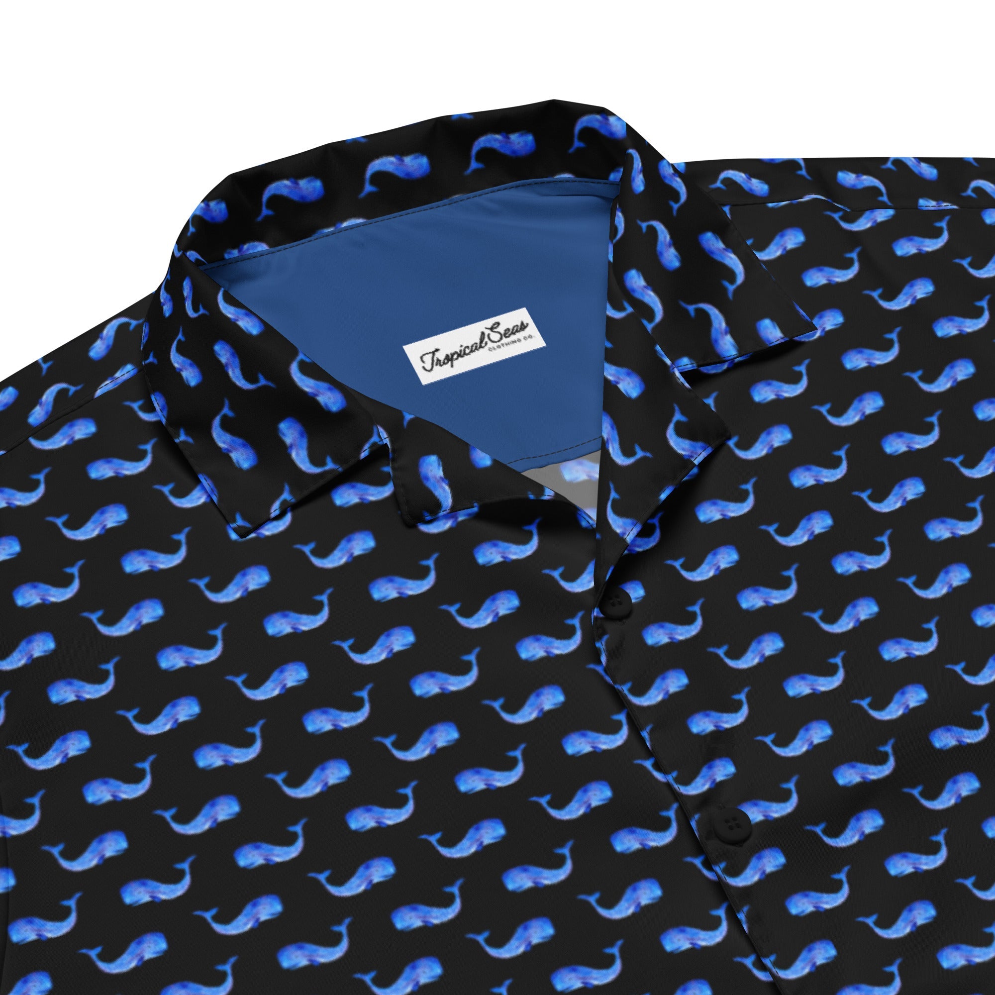 Chemise hawaïenne boutonnée Midnight Whale Party - Collection Été Côtier