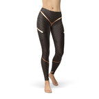 Leggings de sport marron à rayures pour femmes